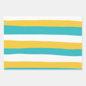 Uneven Stripes - Turquoise en Yellow Inpakpapier Vel (Voorkant 3)