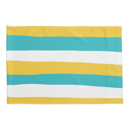 Uneven Stripes - Turquoise en Yellow Kussensloop (Achterkant-Rechts)