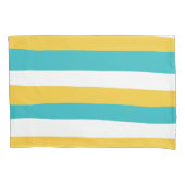 Uneven Stripes - Turquoise en Yellow Kussensloop (Voorkant-Links)