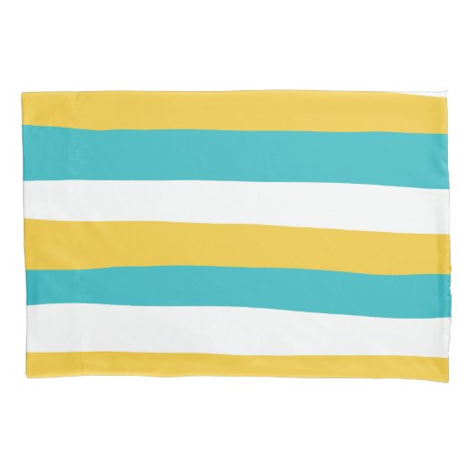 Uneven Stripes - Turquoise en Yellow Kussensloop (Voorkant-Links)