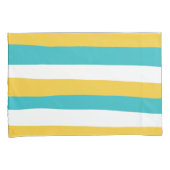 Uneven Stripes - Turquoise en Yellow Kussensloop (Voorkant-Rechts)