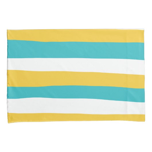 Uneven Stripes - Turquoise en Yellow Kussensloop (Voorkant-Rechts)