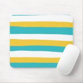 Uneven Stripes - Turquoise en Yellow Muismat (Met muis)