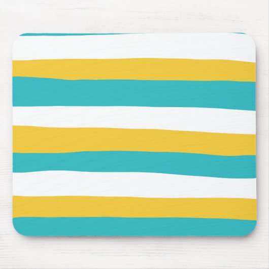 Uneven Stripes - Turquoise en Yellow Muismat (Voorkant)