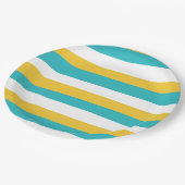 Uneven Stripes - Turquoise en Yellow Papieren Bordje (Gekanteld)