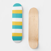 Uneven Stripes - Turquoise en Yellow Persoonlijk Skateboard (Voorkant)