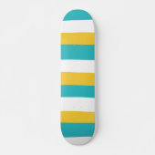 Uneven Stripes - Turquoise en Yellow Persoonlijk Skateboard (Voorkant)