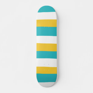 Uneven Stripes - Turquoise en Yellow Persoonlijk Skateboard