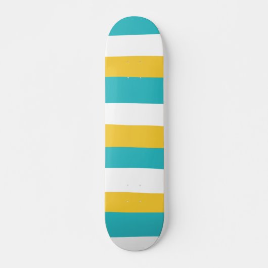 Uneven Stripes - Turquoise en Yellow Persoonlijk Skateboard (Voorkant)