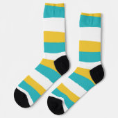 Uneven Stripes - Turquoise en Yellow Sokken (Links)