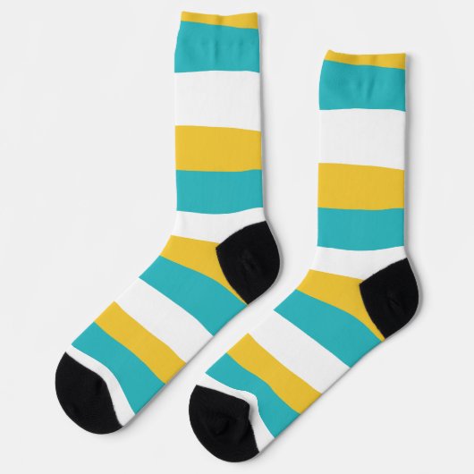 Uneven Stripes - Turquoise en Yellow Sokken (Links)