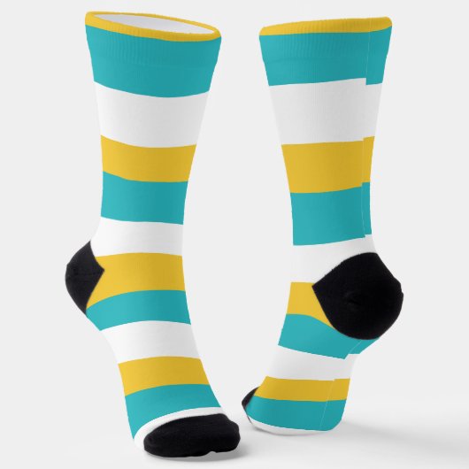 Uneven Stripes - Turquoise en Yellow Sokken (Gebogen)