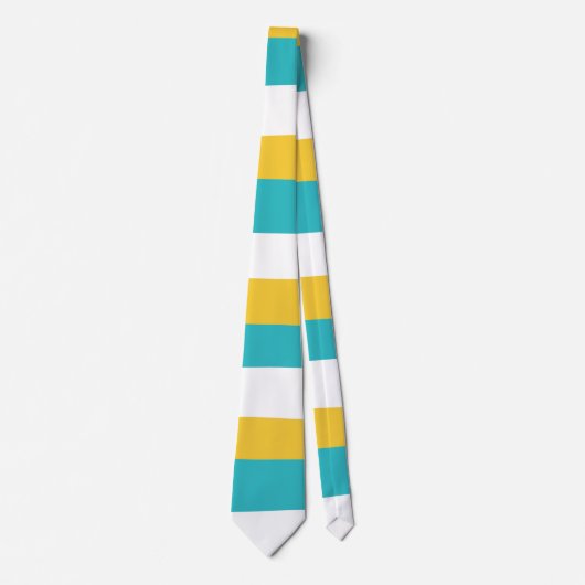 Uneven Stripes - Turquoise en Yellow Stropdas (Voorkant)