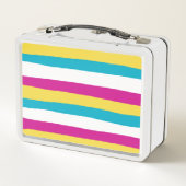 Uneven Stripes - Turquoise, Geel, Roze en Wit (Achterkant)