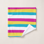Uneven Stripes - Turquoise, Geel, Roze en Wit Bad Handdoek (Wasdoekje)