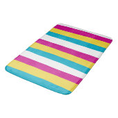 Uneven Stripes - Turquoise, Geel, Roze en Wit Badmat (Gekanteld)