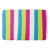 Uneven Stripes - Turquoise, Geel, Roze en Wit Badmat (Voorkant)