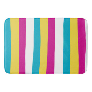 Uneven Stripes - Turquoise, Geel, Roze en Wit Badmat