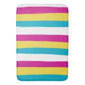 Uneven Stripes - Turquoise, Geel, Roze en Wit Badmat (Voorkant Verticaal)