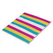Uneven Stripes - Turquoise, Geel, Roze en Wit Tegeltje (Zijkant)