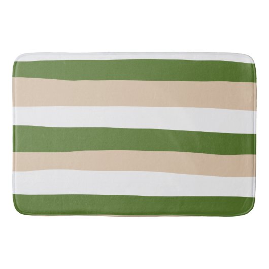 Uneven Stripes - White, Sand and Palm Green Badmat (Voorkant)