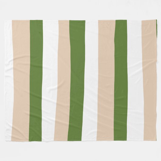 Uneven Stripes - White, Sand and Palm Green Fleece Deken (Voorkant (Horizontaal))