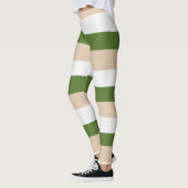 Uneven Stripes - White, Sand and Palm Green Leggings (Links)