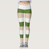 Uneven Stripes - White, Sand and Palm Green Leggings (Voorkant)