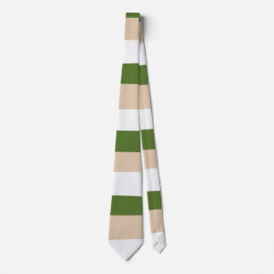 Uneven Stripes - White, Sand and Palm Green Stropdas