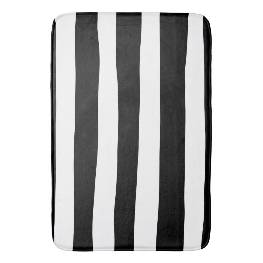 Uneven Stripes - zwart en wit Badmat (Voorkant Verticaal)