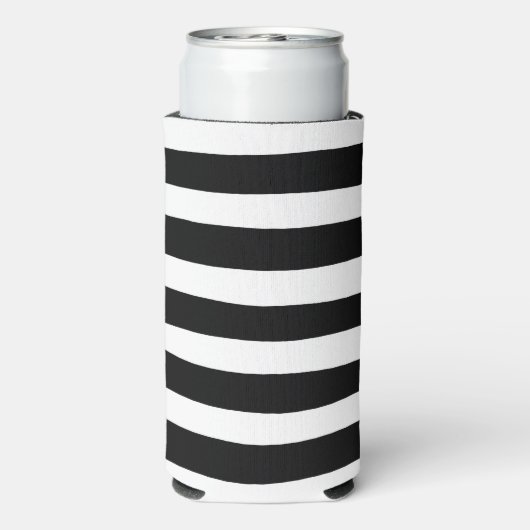 Uneven Stripes - zwart en wit Seltzer Blikjeskoeler (Seltzer Achterkant)