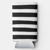 Uneven Stripes - zwart en wit Seltzer Blikjeskoeler (Achterkant)