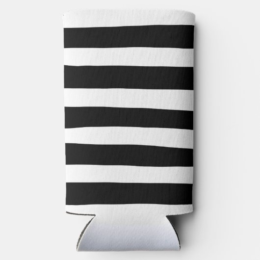 Uneven Stripes - zwart en wit Seltzer Blikjeskoeler (Achterkant)