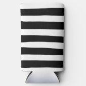Uneven Stripes - zwart en wit Seltzer Blikjeskoeler (Voorkant)