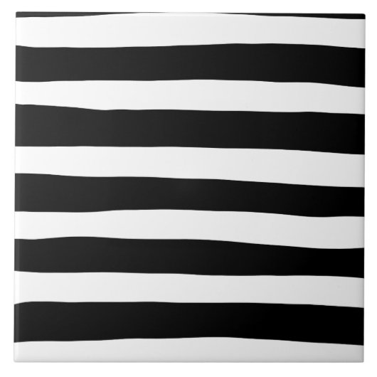 Uneven Stripes - zwart en wit Tegeltje (Voorkant)
