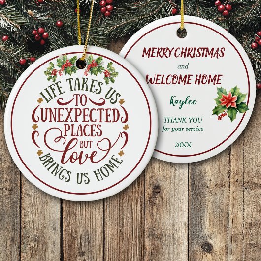 Unexpected Places Welcome Home Christmas Keramisch Ornament