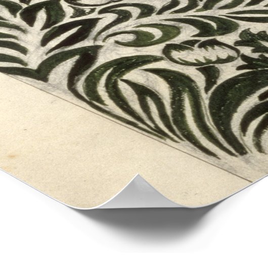 Unfinished 'Bird and Vine' wood block design for w Poster (Hoek)