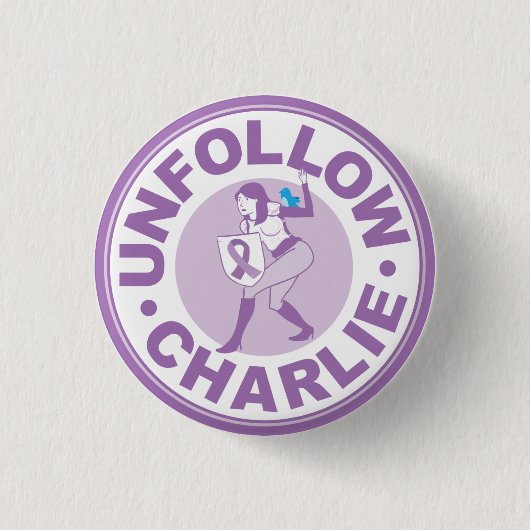 Unfollow Charlie Ronde Button 3,2 Cm (Voorkant)