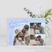 Unforgettable Wedding Icy Blue Multi Photo Bedankkaart (Staand voorkant)