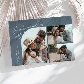 Unforgettable Wedding Slate Blue Multi Photo Bedankkaart