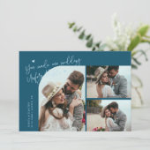 Unforgettable Wedding Teal Multi Photo Bedankkaart (Staand voorkant)