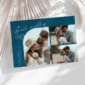 Unforgettable Wedding Teal Multi Photo Bedankkaart