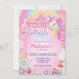 Unfourgettable Unicorn Donut Sweet 4th Birthday in Kaart