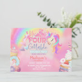 Unfourgettable Unicorn Donut Sweet 4th Birthday Kaart (Staand voorkant)