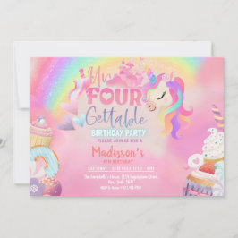 Unfourgettable Unicorn Donut Sweet 4th Birthday Kaart