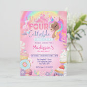 Unfourgettable Unicorn Sweet Girl 4e verjaardag Kaart (Staand voorkant)