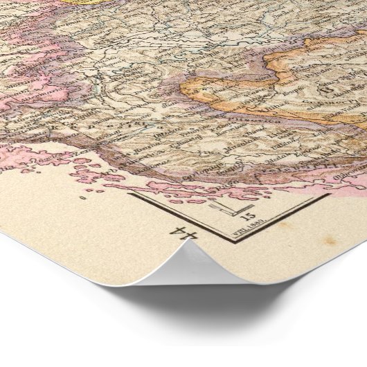 Ungarn, Hongarije Atlas Map Poster (Hoek)