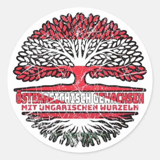 Ungarn Ungarisch Österreichisch Österreich Baum Ronde Sticker (Voorkant)