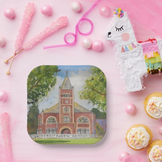 UNH THOMPSON HALL T HALL WATERVERF PAPIEREN BORDJE (Feest)