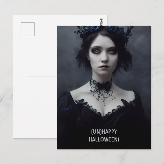 Unhappy Halloween. Gothic girl witch  Briefkaart (Voorkant / Achterkant)